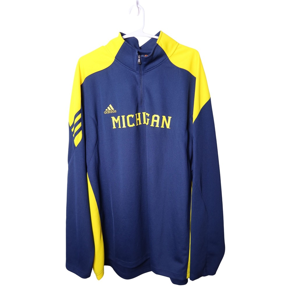 Adidas Michigan Wolverines Quarter Zip Pullover Navy Yellow Mens XL Excellent